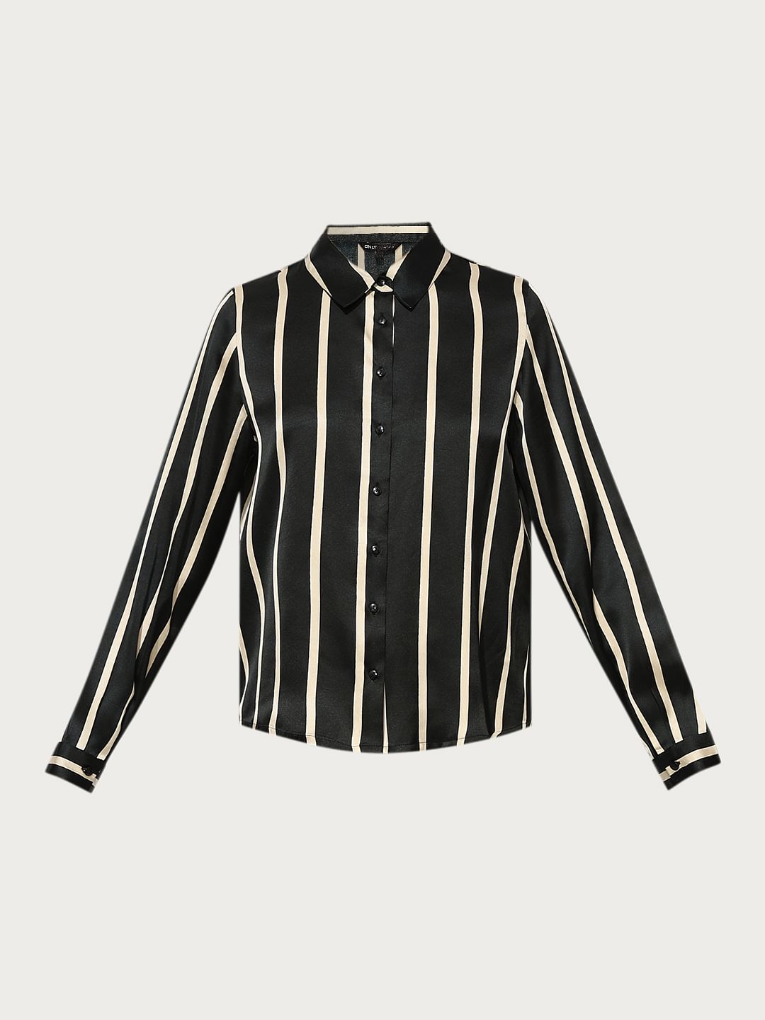 Black Striped Satin Shirt