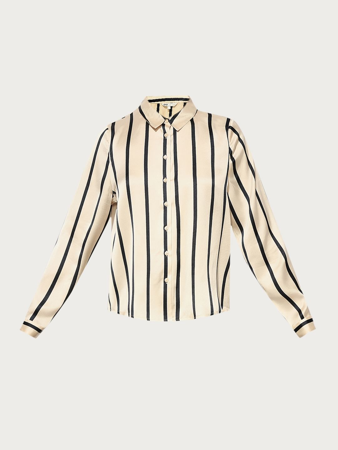 White Striped Satin Shirt