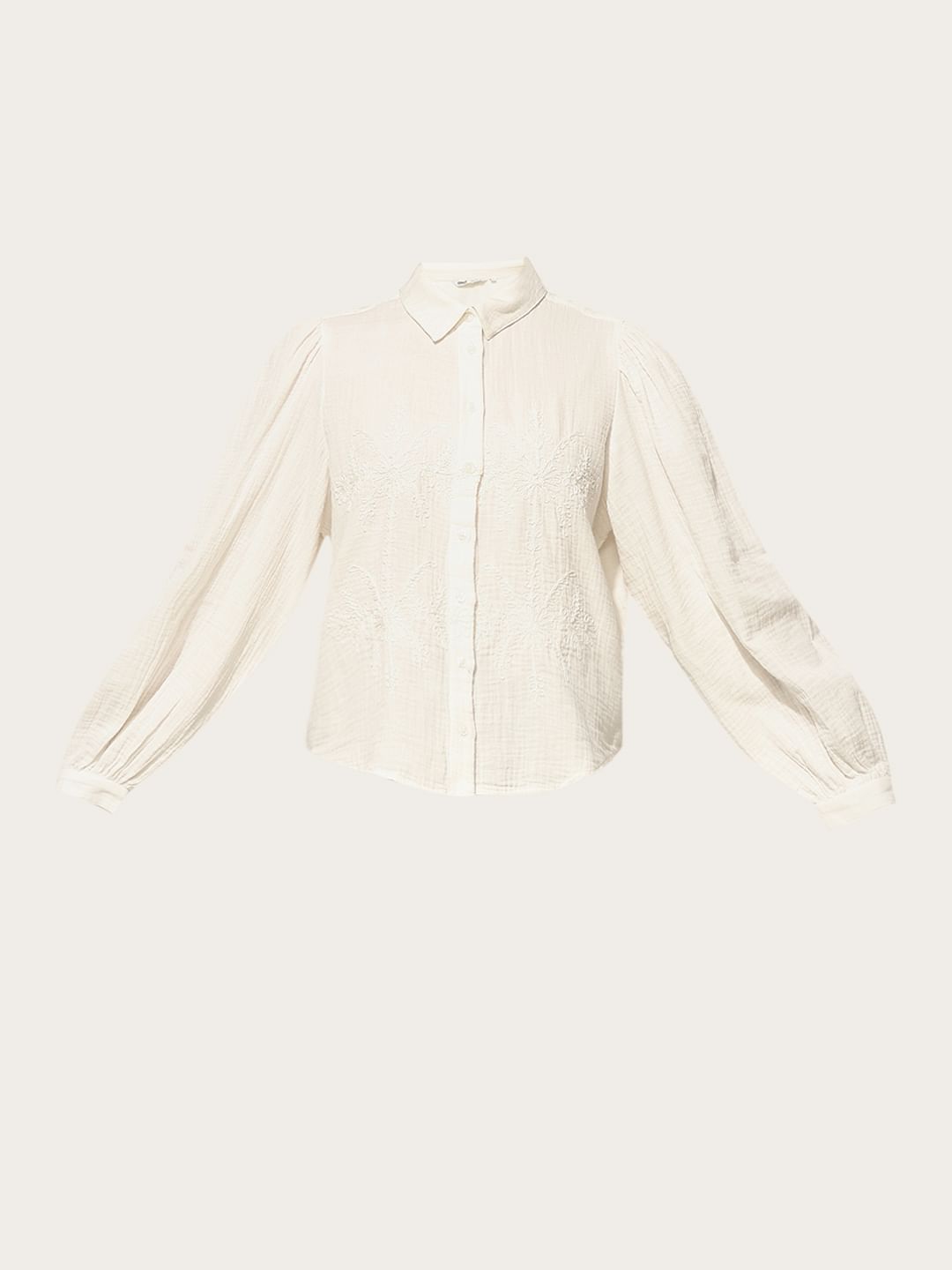 White Embroidered Cotton Shirt