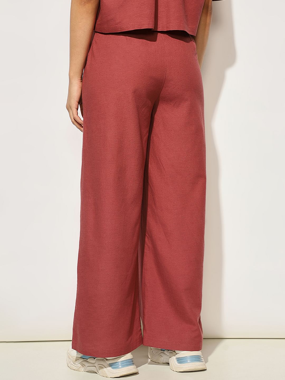 Maroon Linen Blend Pants