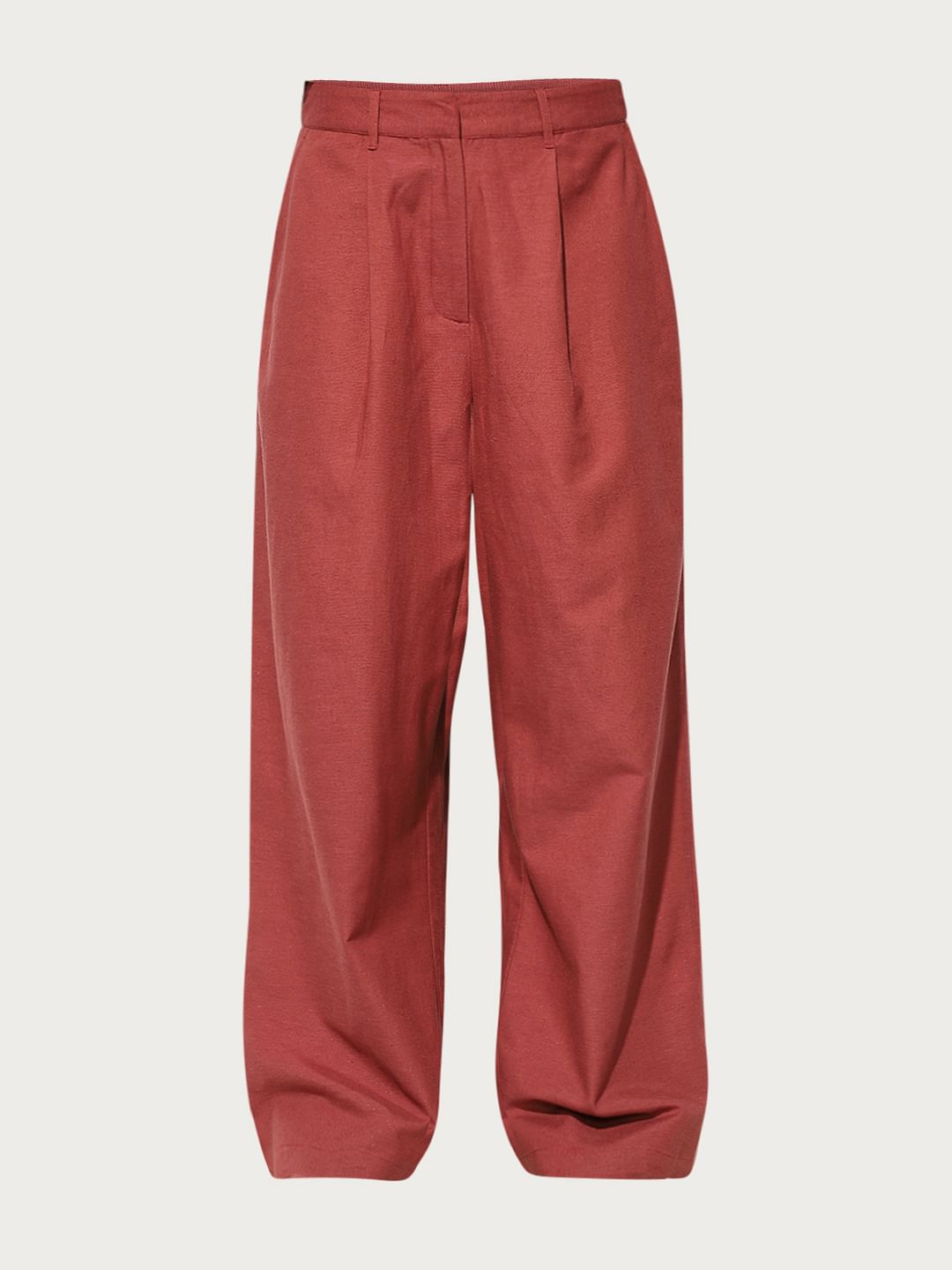 Maroon Linen Blend Pants