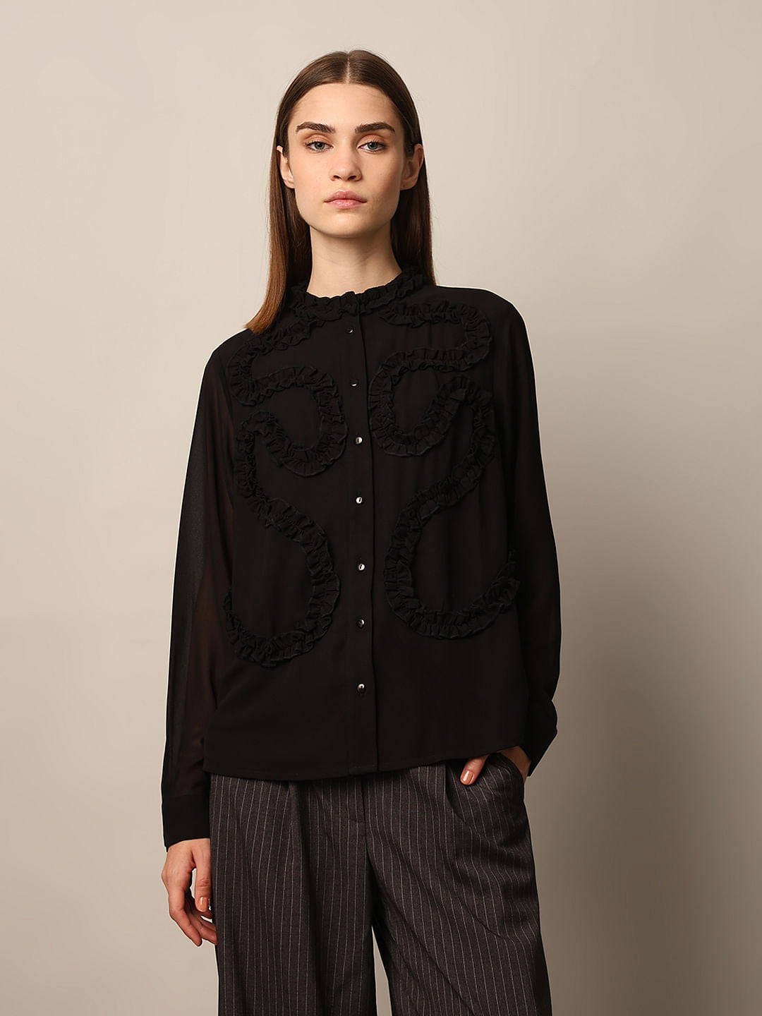 Black Frill Shirt