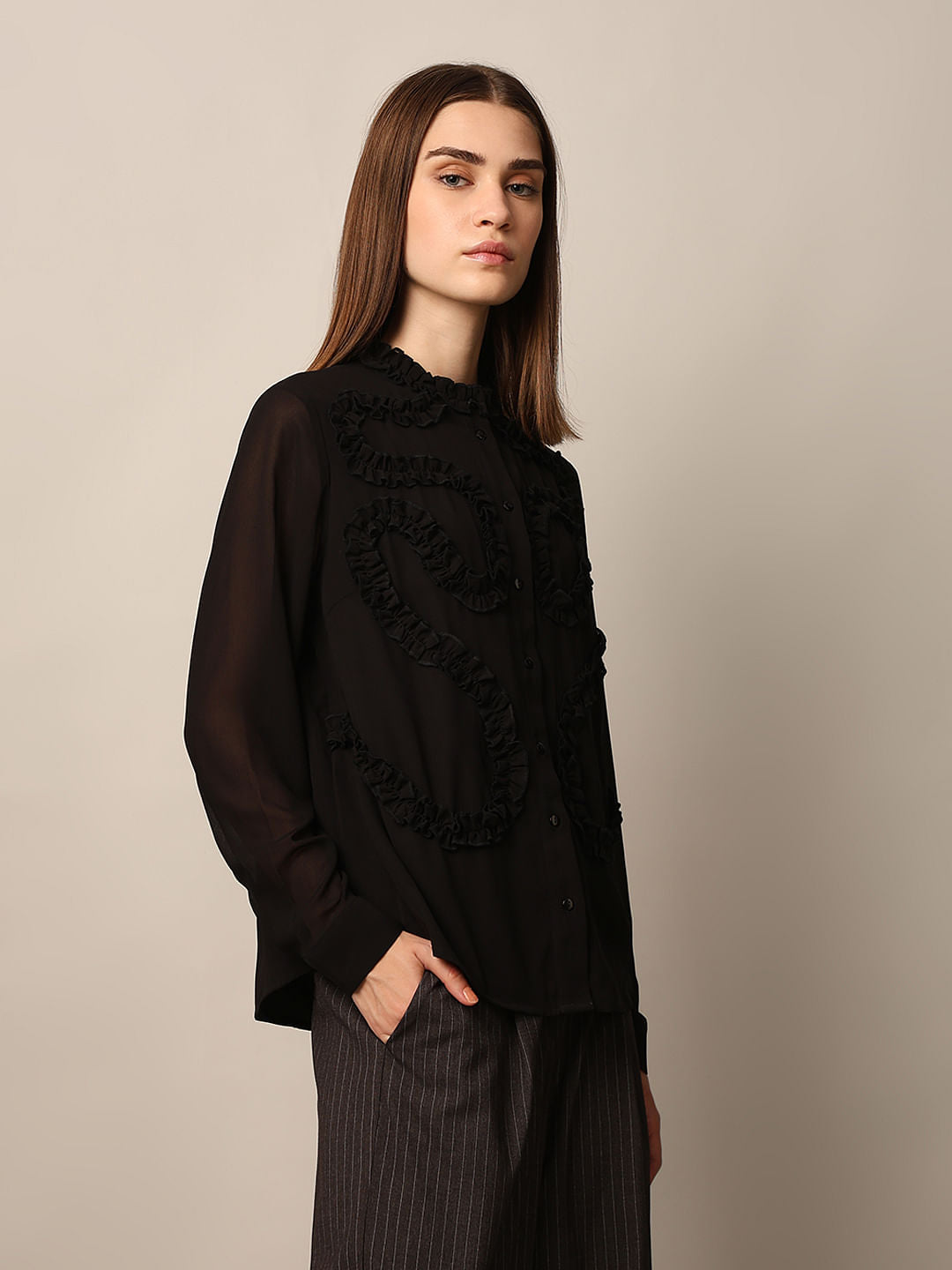 Black Frill Shirt
