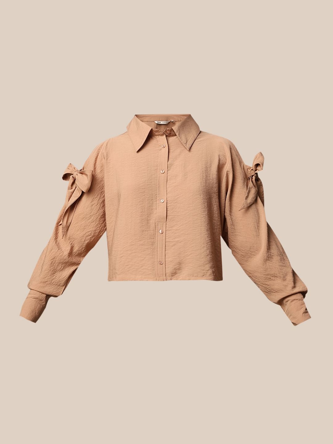 Brown Bow Knot Detail Shirt