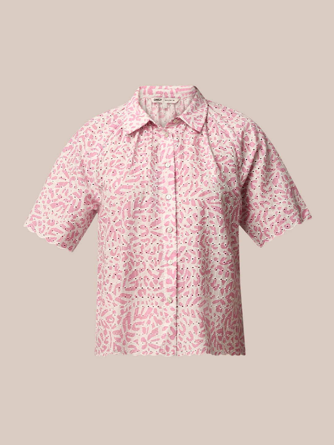 Pink Schiffli Cotton Shirt