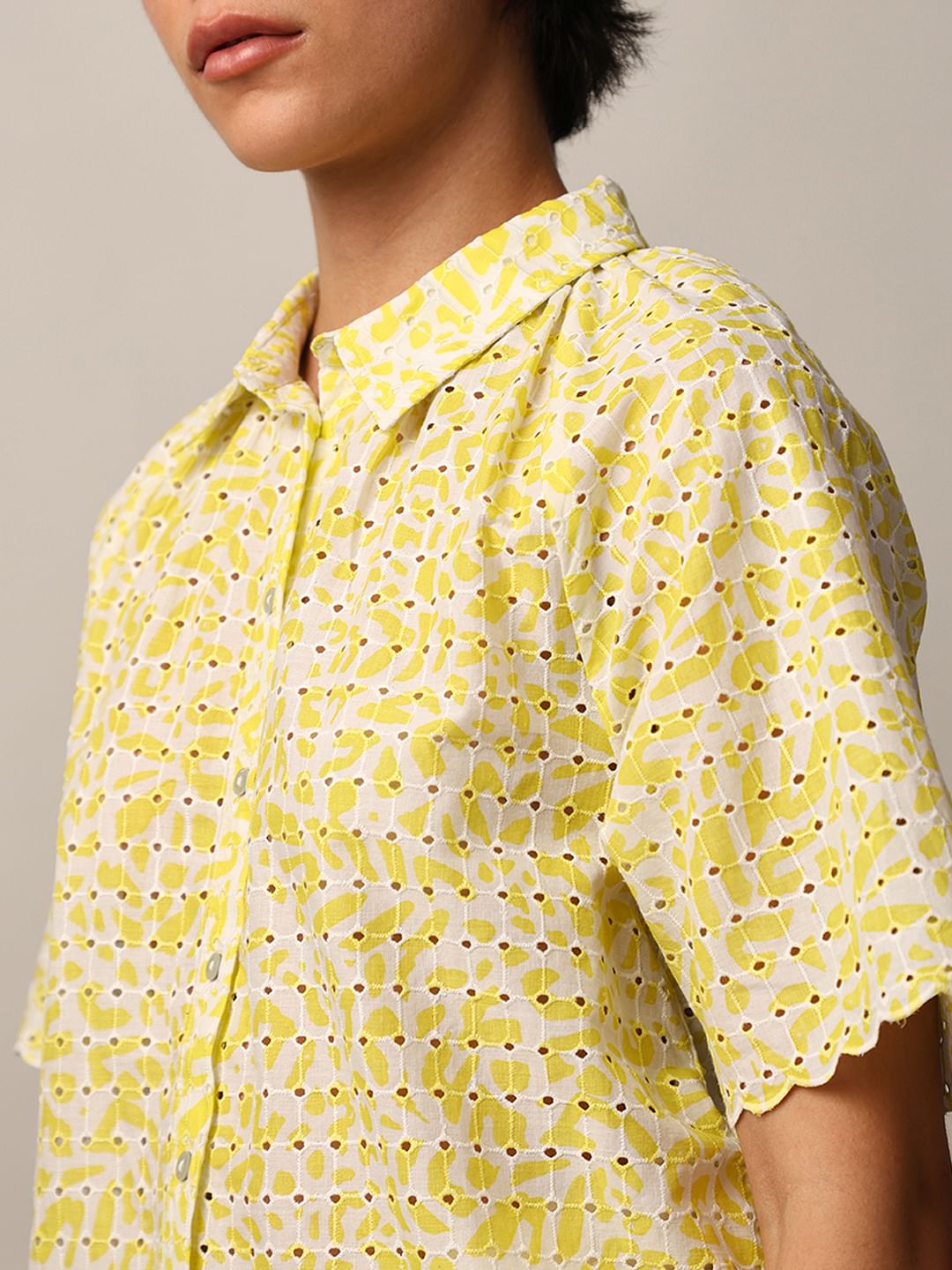 Green Schiffli Cotton Shirt