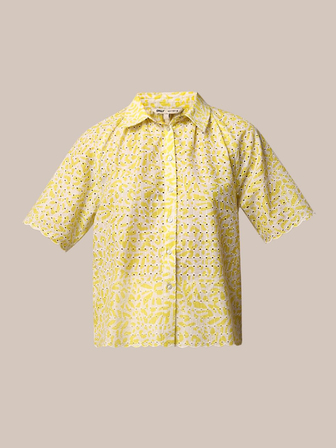 Green Schiffli Cotton Shirt