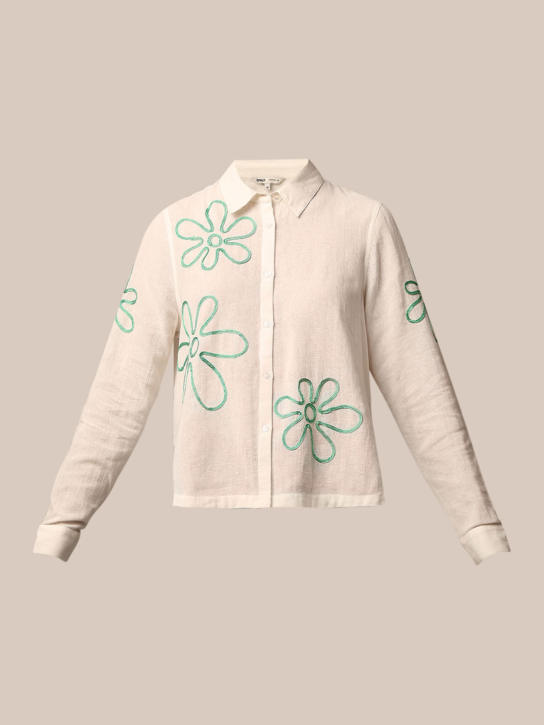 White Cotton Embroidered Shirt
