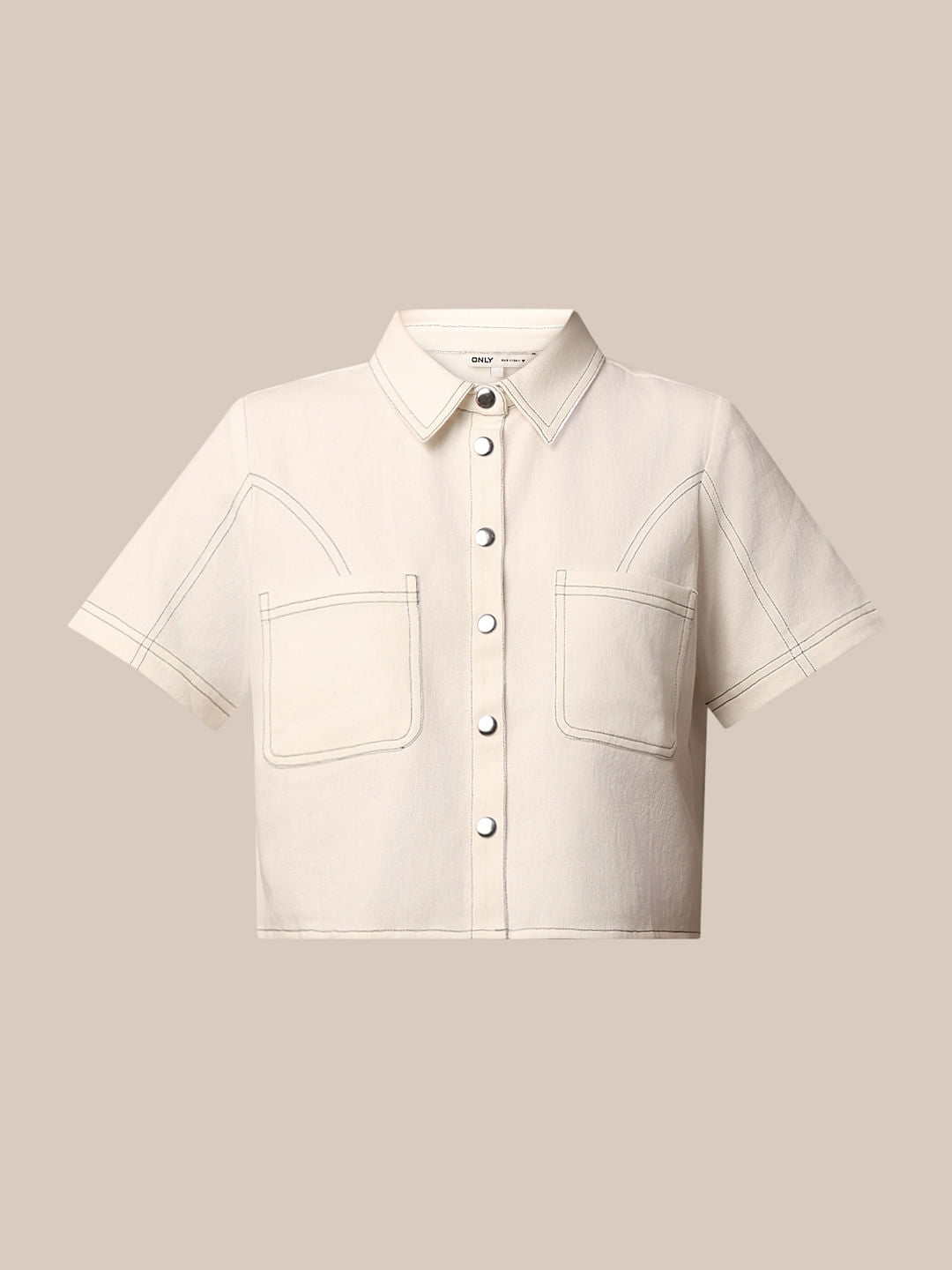 White Contrast Stitch Shirt