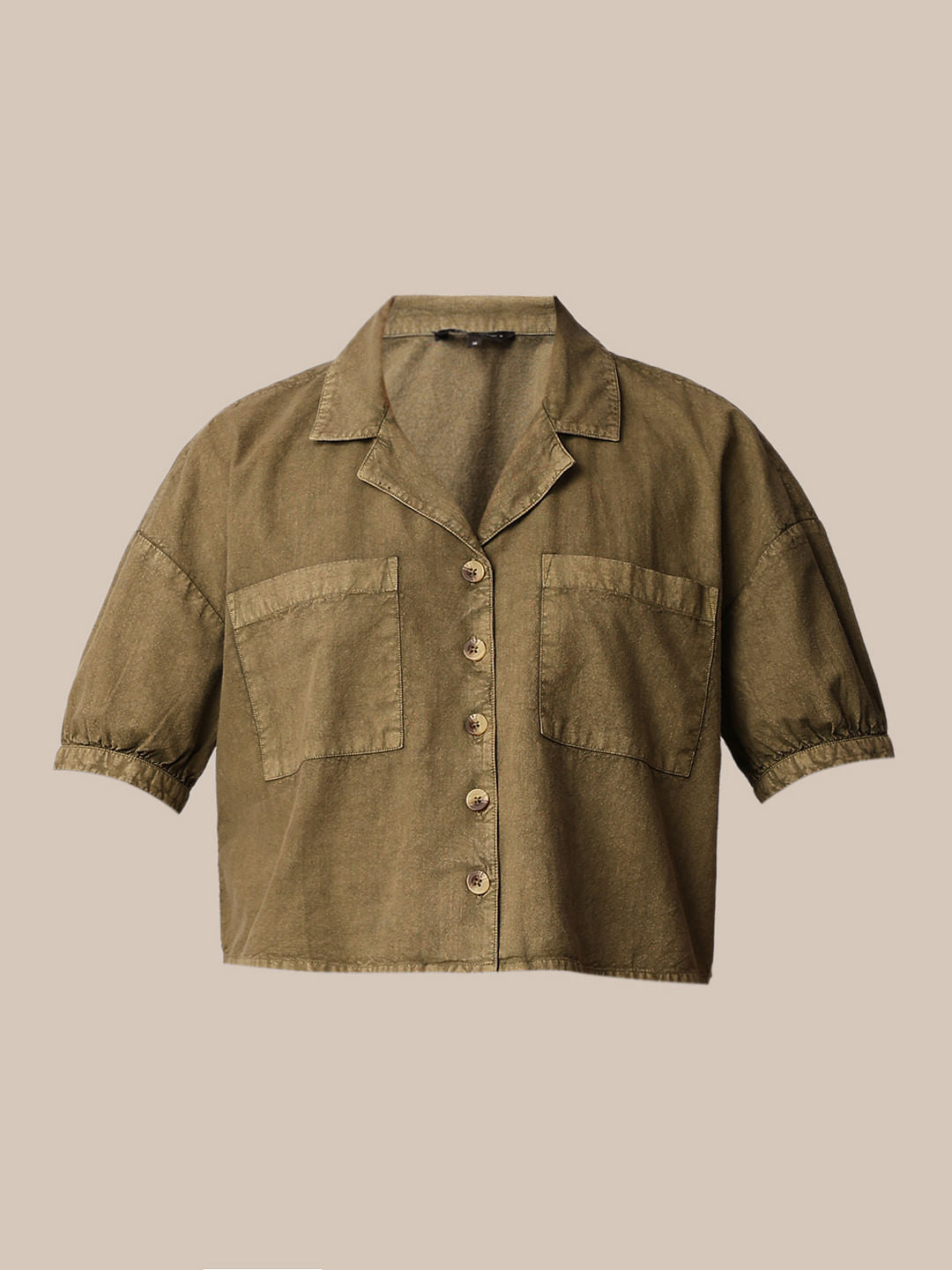 Olive Cropped Shirt