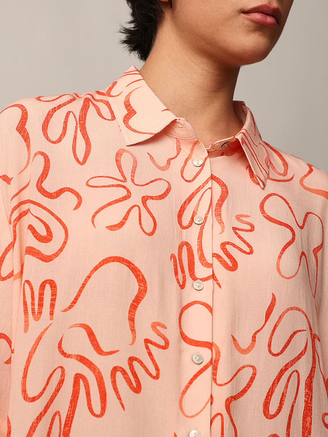 Orange Printed Shirt