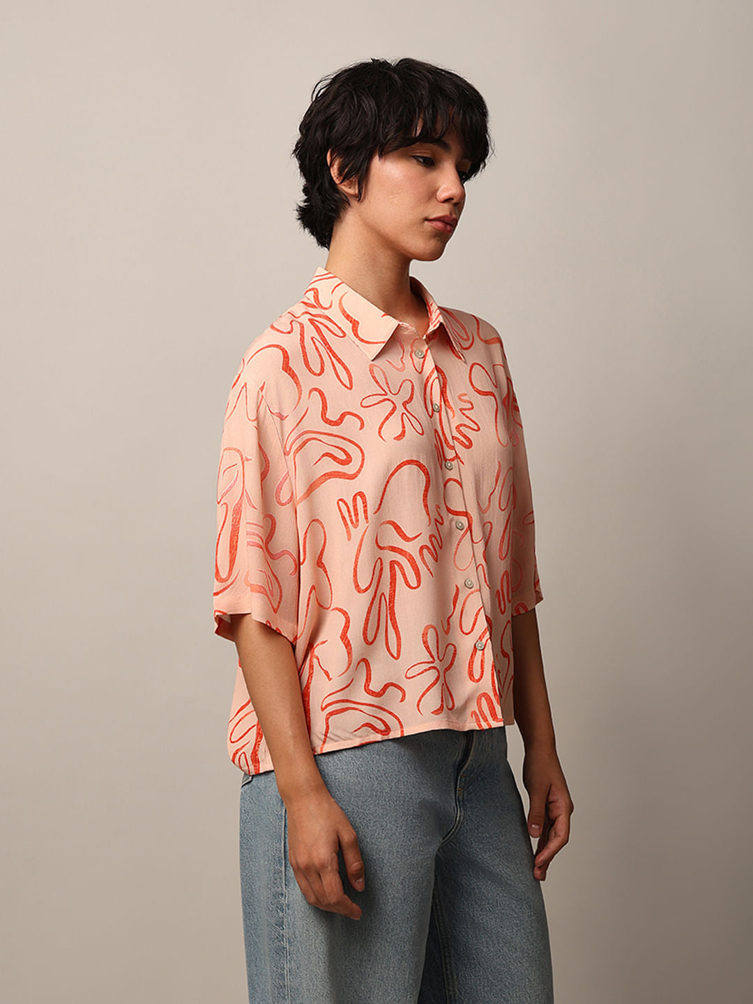Orange Printed Shirt
