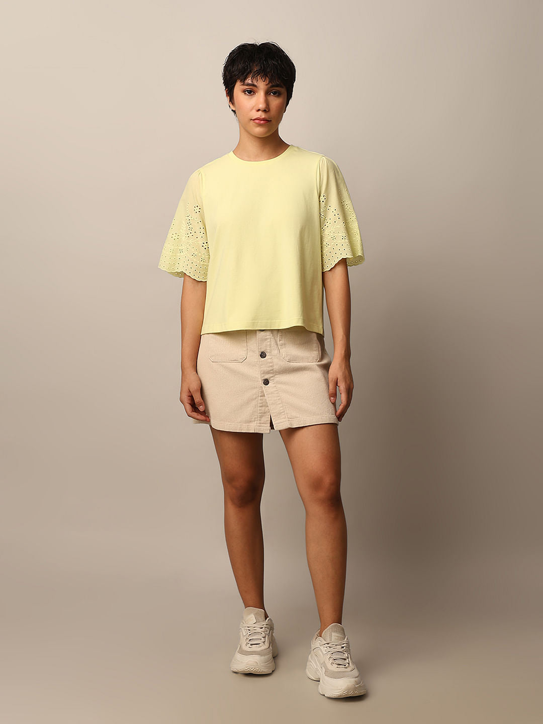 Yellow Embroidered T-Shirt
