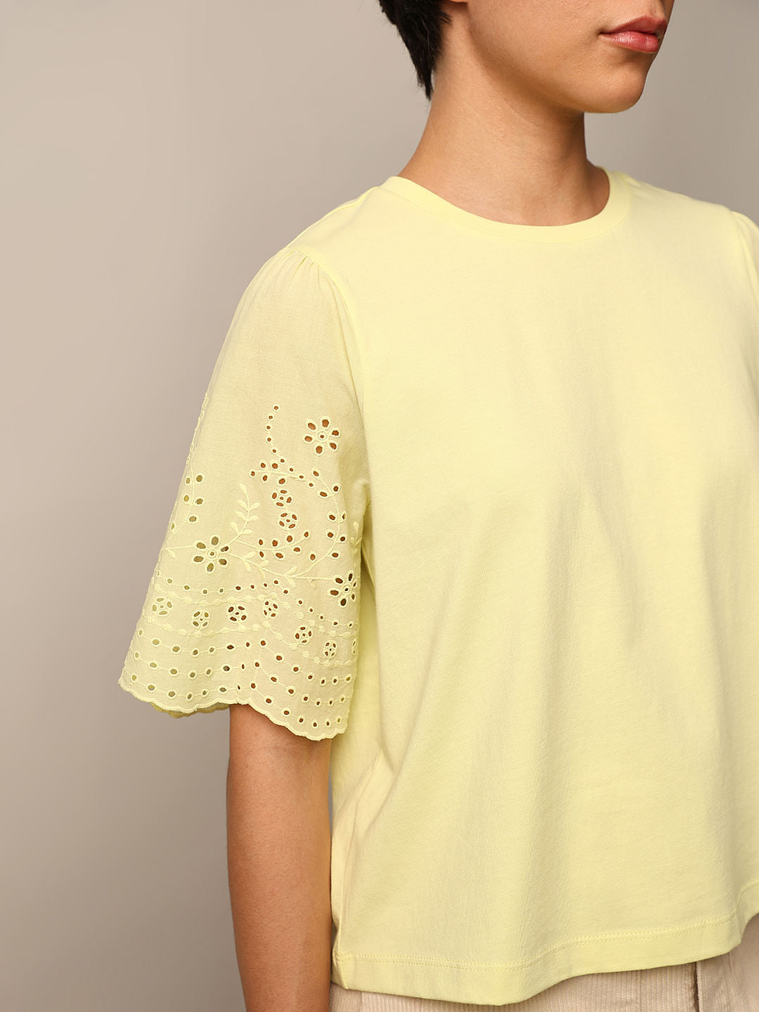 Yellow Embroidered T-Shirt
