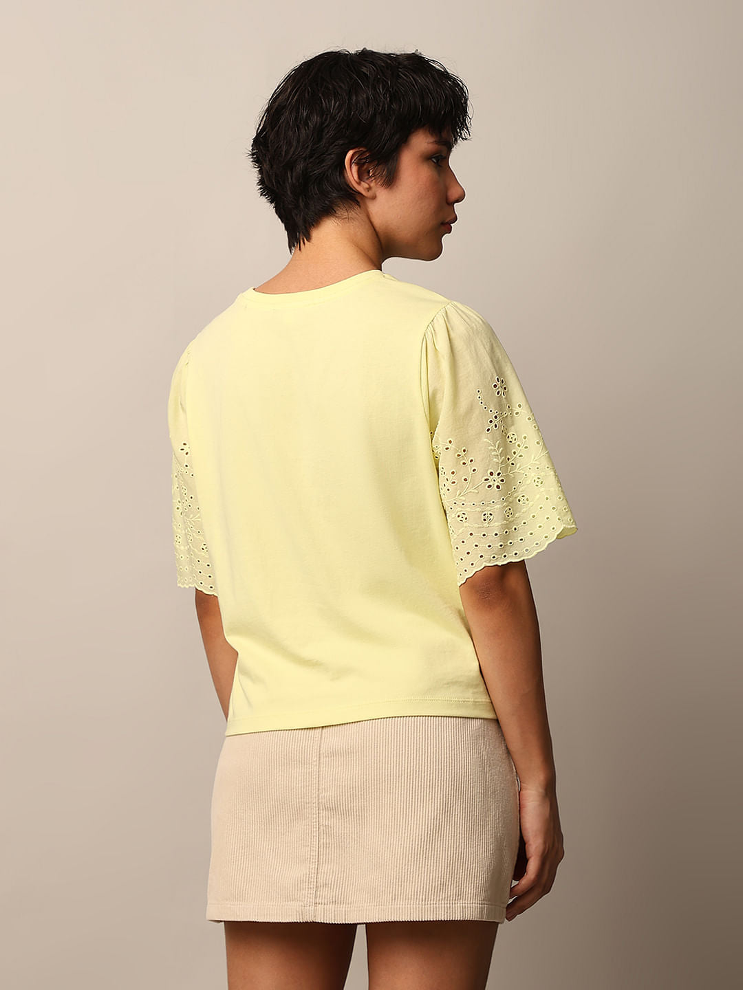 Yellow Embroidered T-Shirt