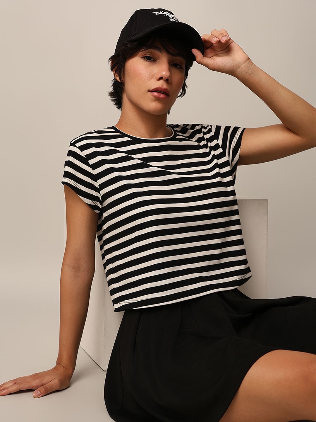 White Striped Boxy T-Shirt