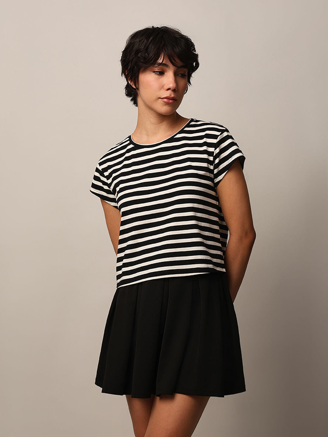 White Striped Boxy T-Shirt