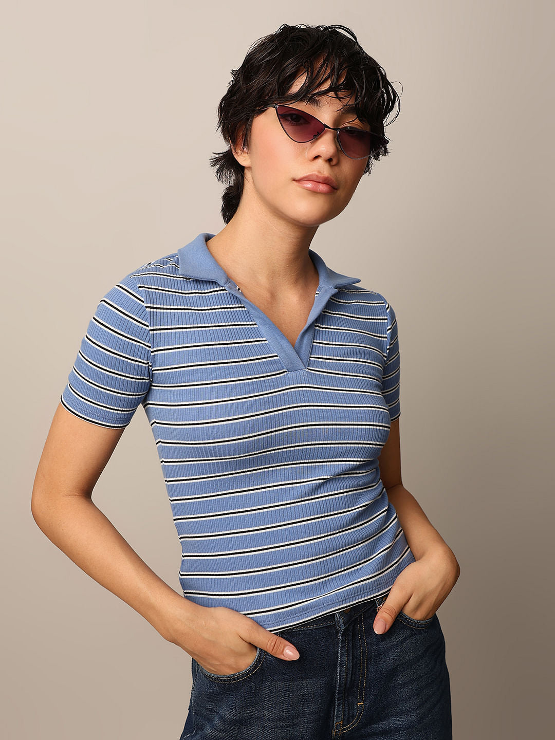 Blue Striped Polo