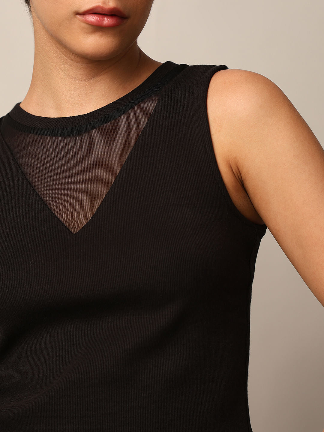 Black Ribbed Vest Top