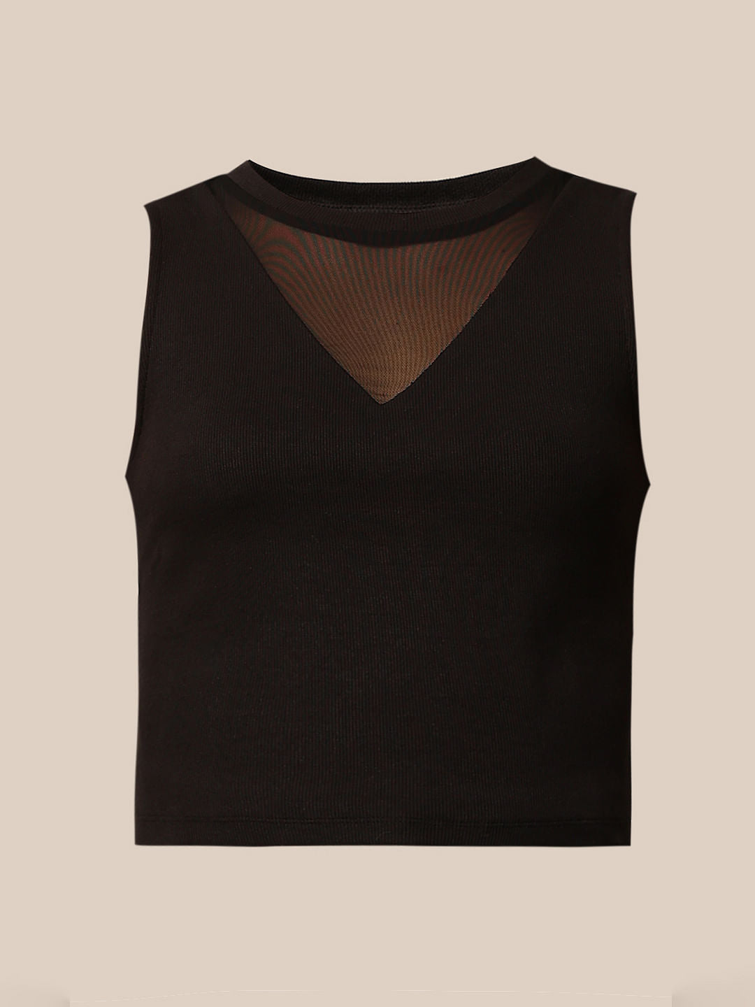 Black Ribbed Vest Top