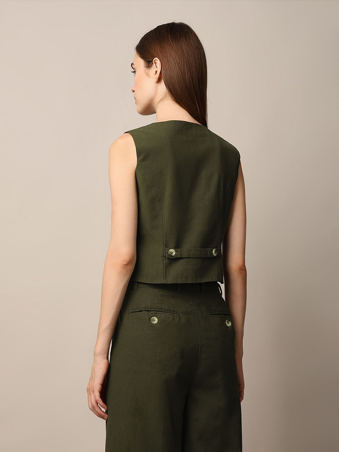 Dark Green Co-Ord Set Waistcoat