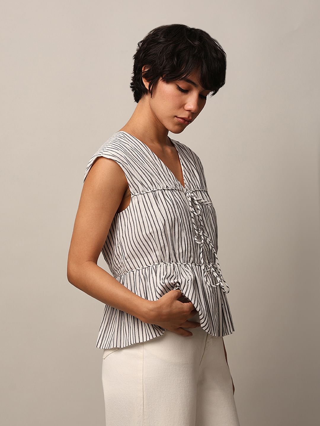 White Striped Cotton Top