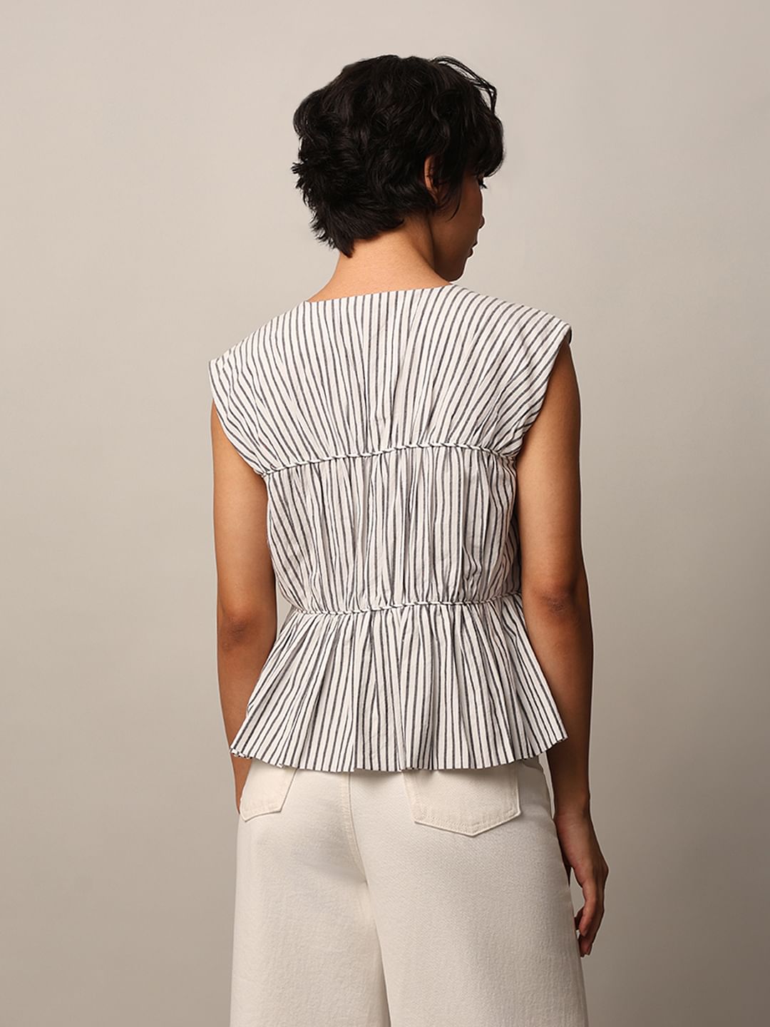 White Striped Cotton Top
