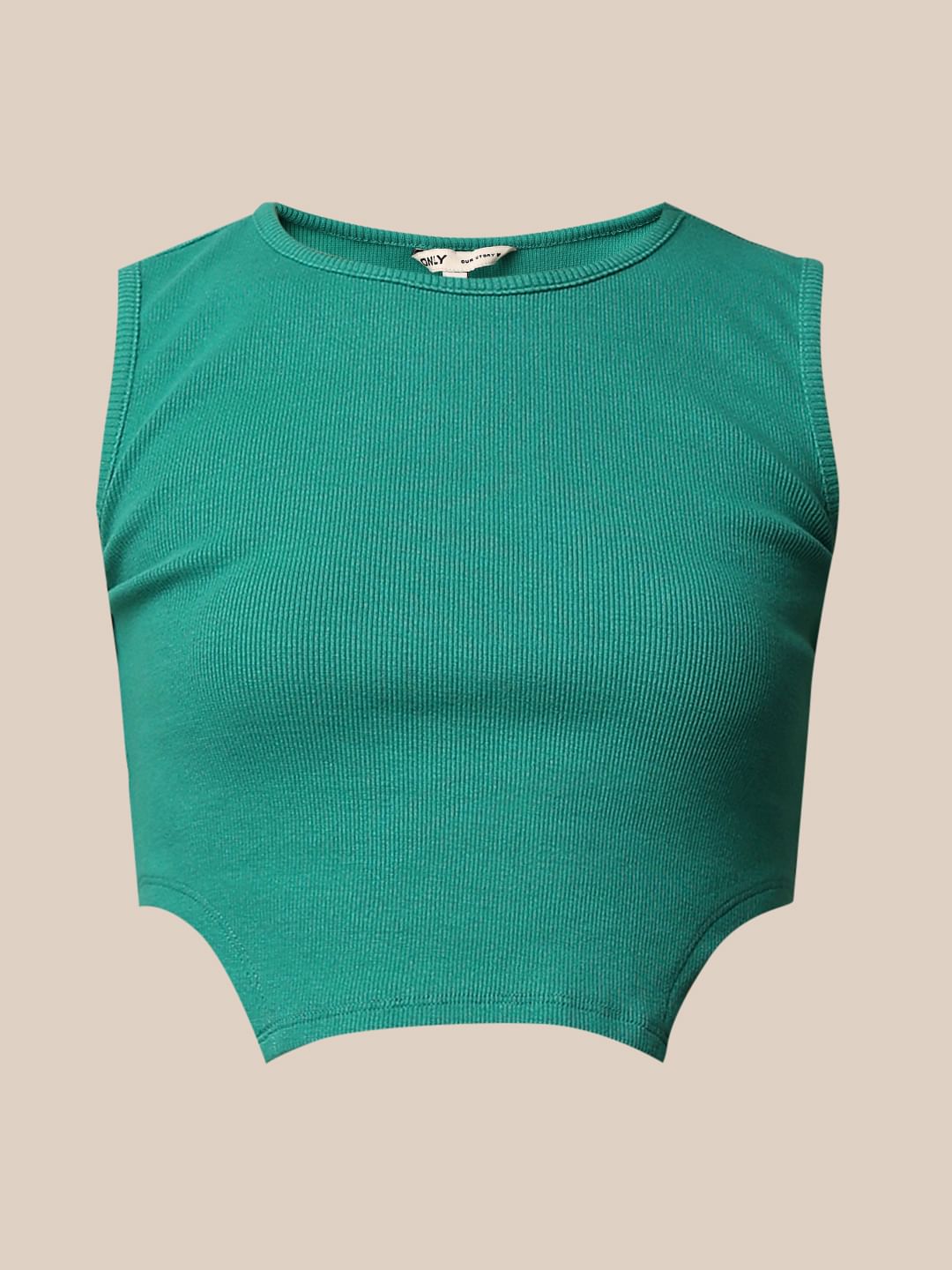 Green Cropped Sleeveless Top