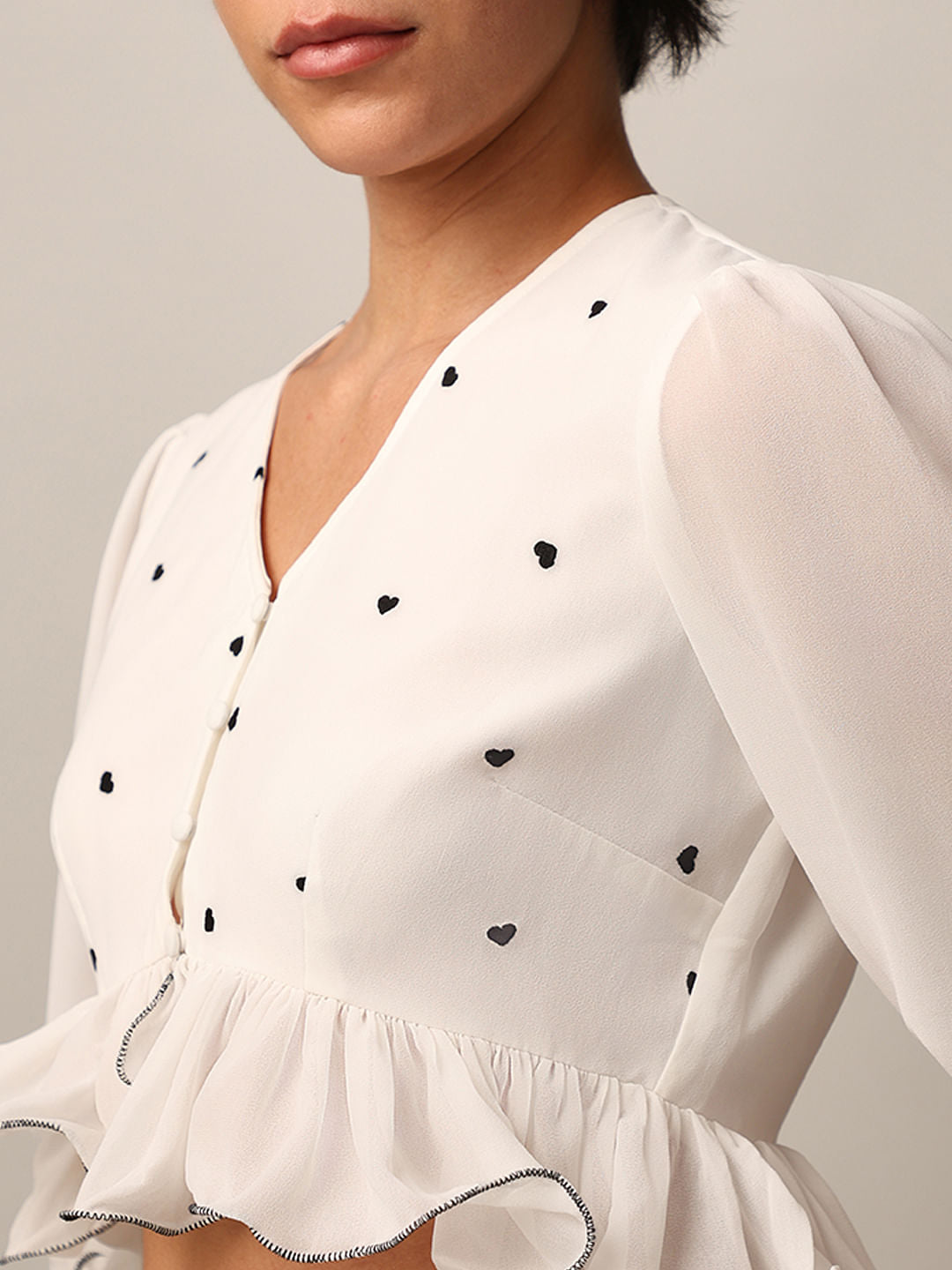 White Embroidered Crop Top