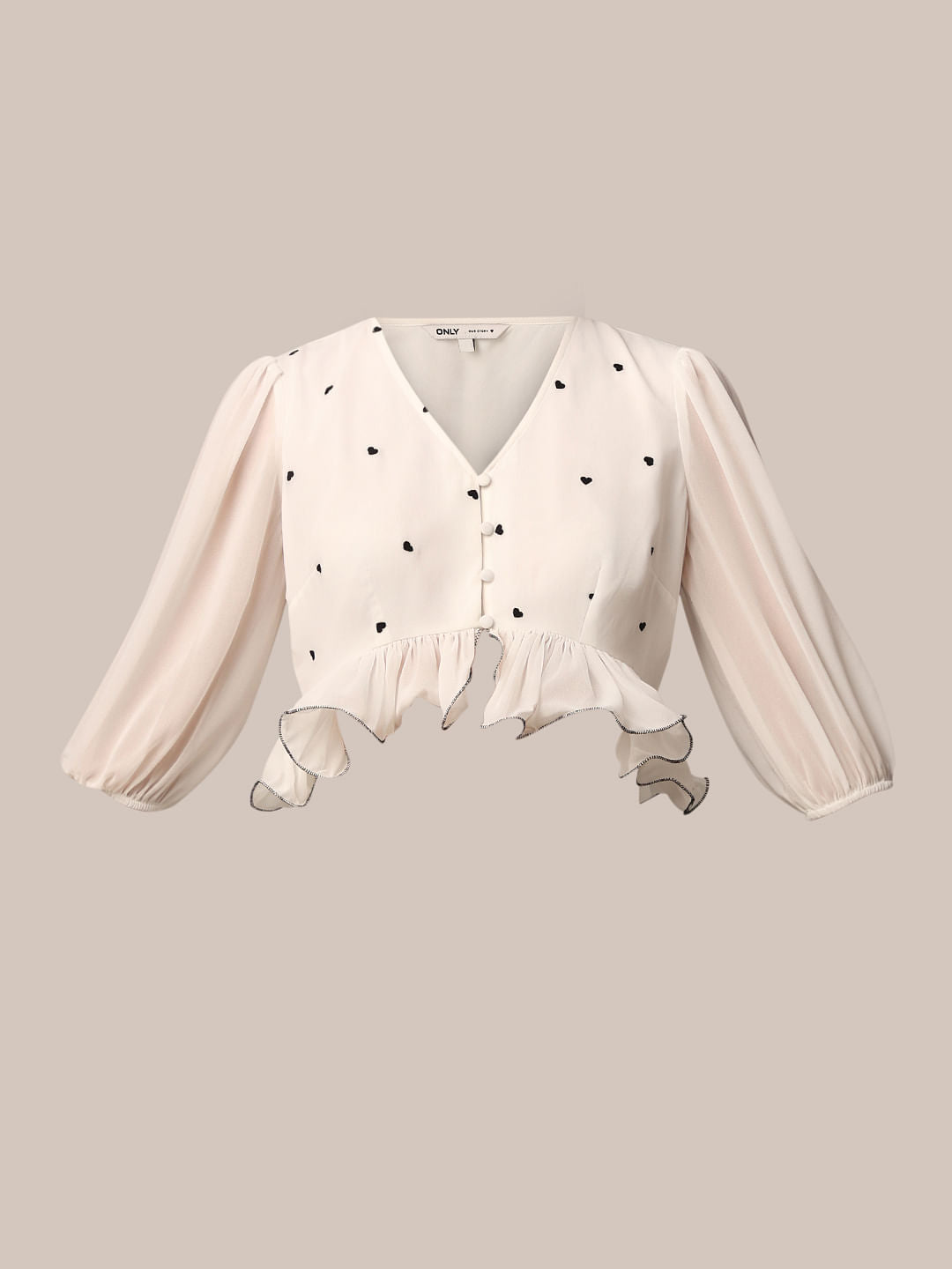 White Embroidered Crop Top