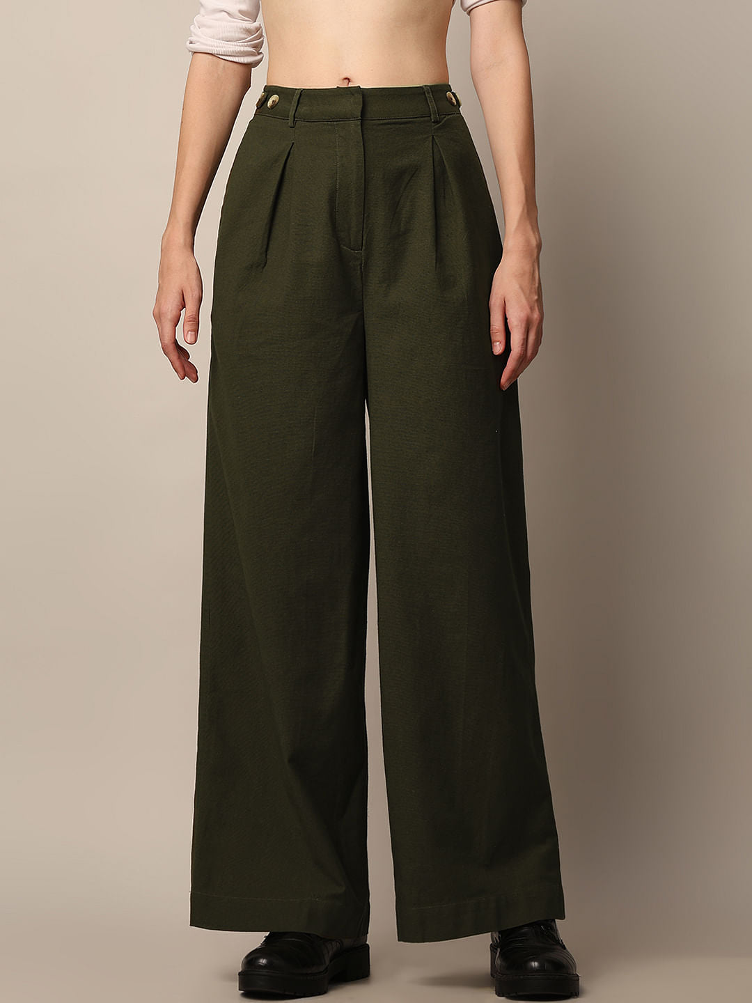 Dark Green Co-Ord Set Straight Pants