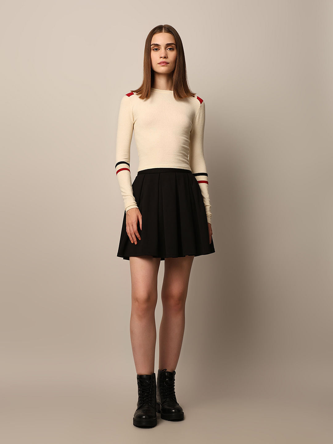 Cream Fitted Knit Top