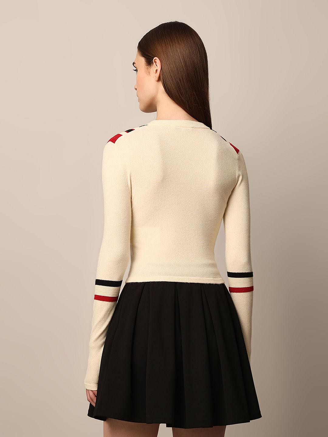 Cream Fitted Knit Top
