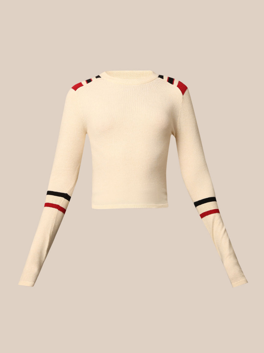 Cream Fitted Knit Top