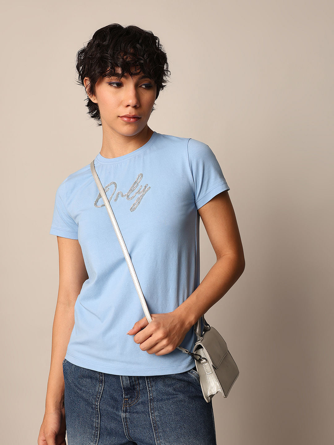 Blue Logo Print T-Shirt