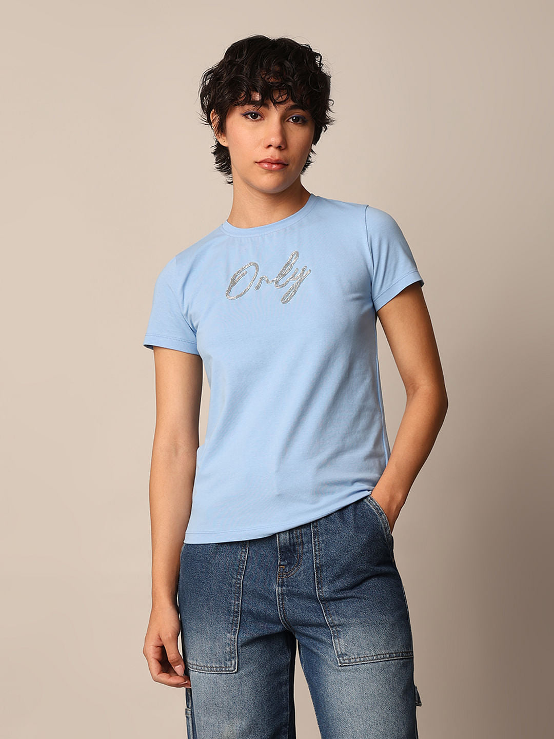 Blue Logo Print T-Shirt