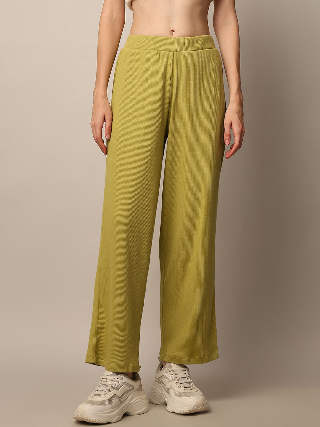 Green Ribbed Co-Ord Set Pants