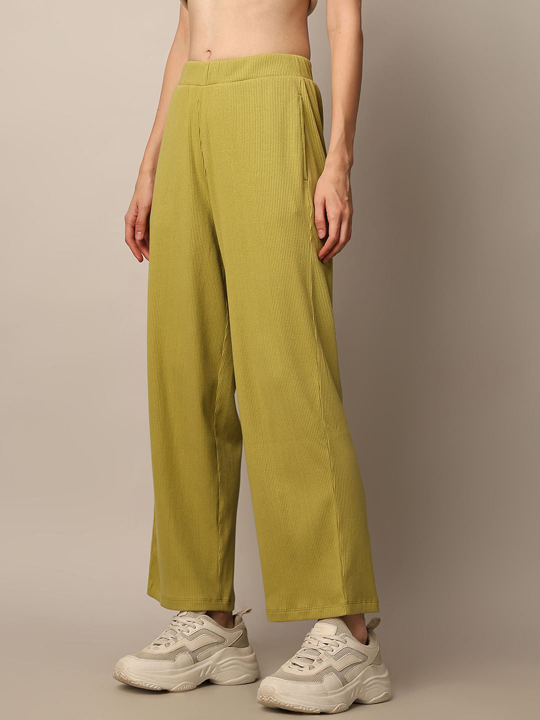 Green Ribbed Co-Ord Set Pants