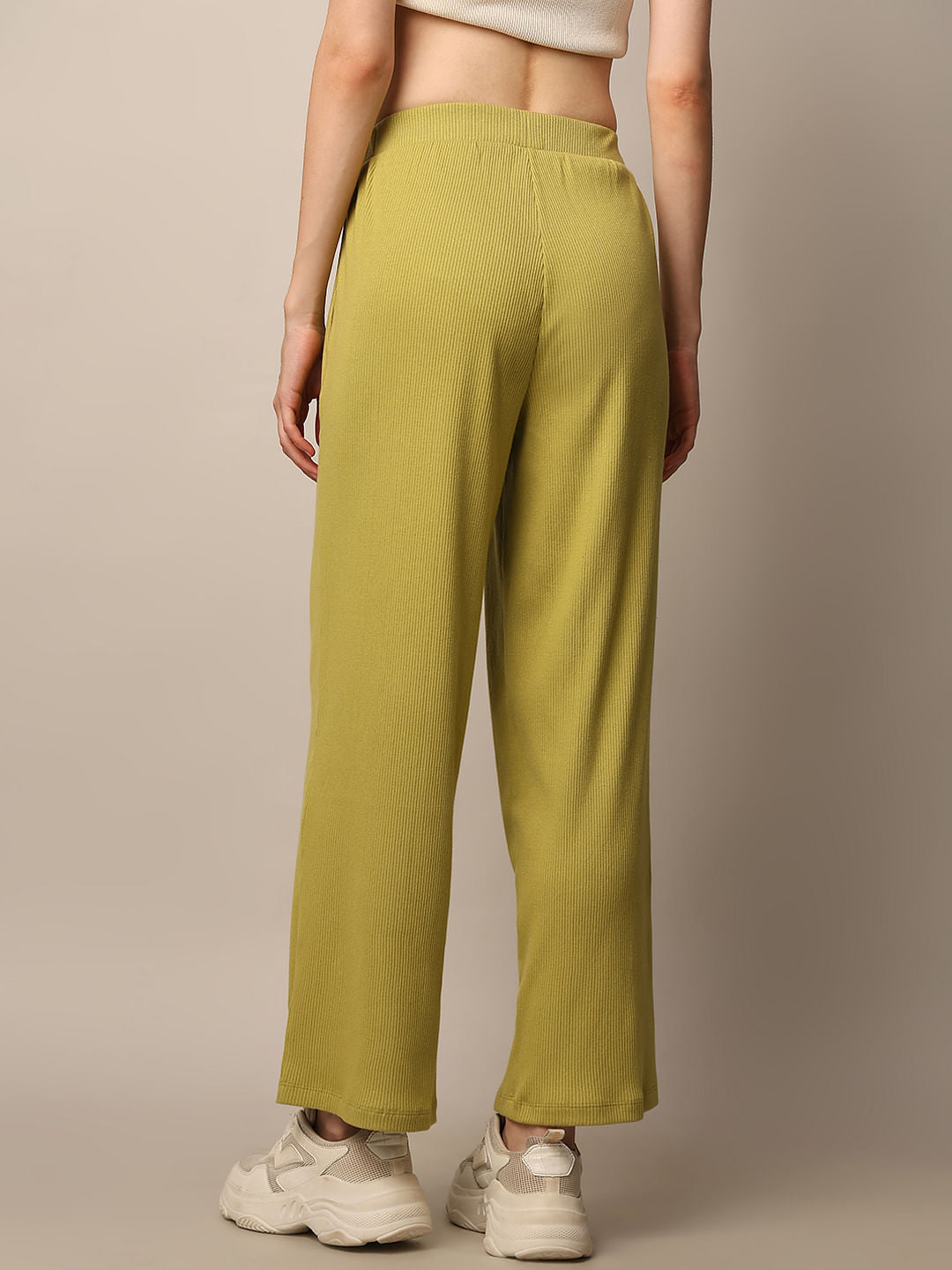 Green Ribbed Co-Ord Set Pants