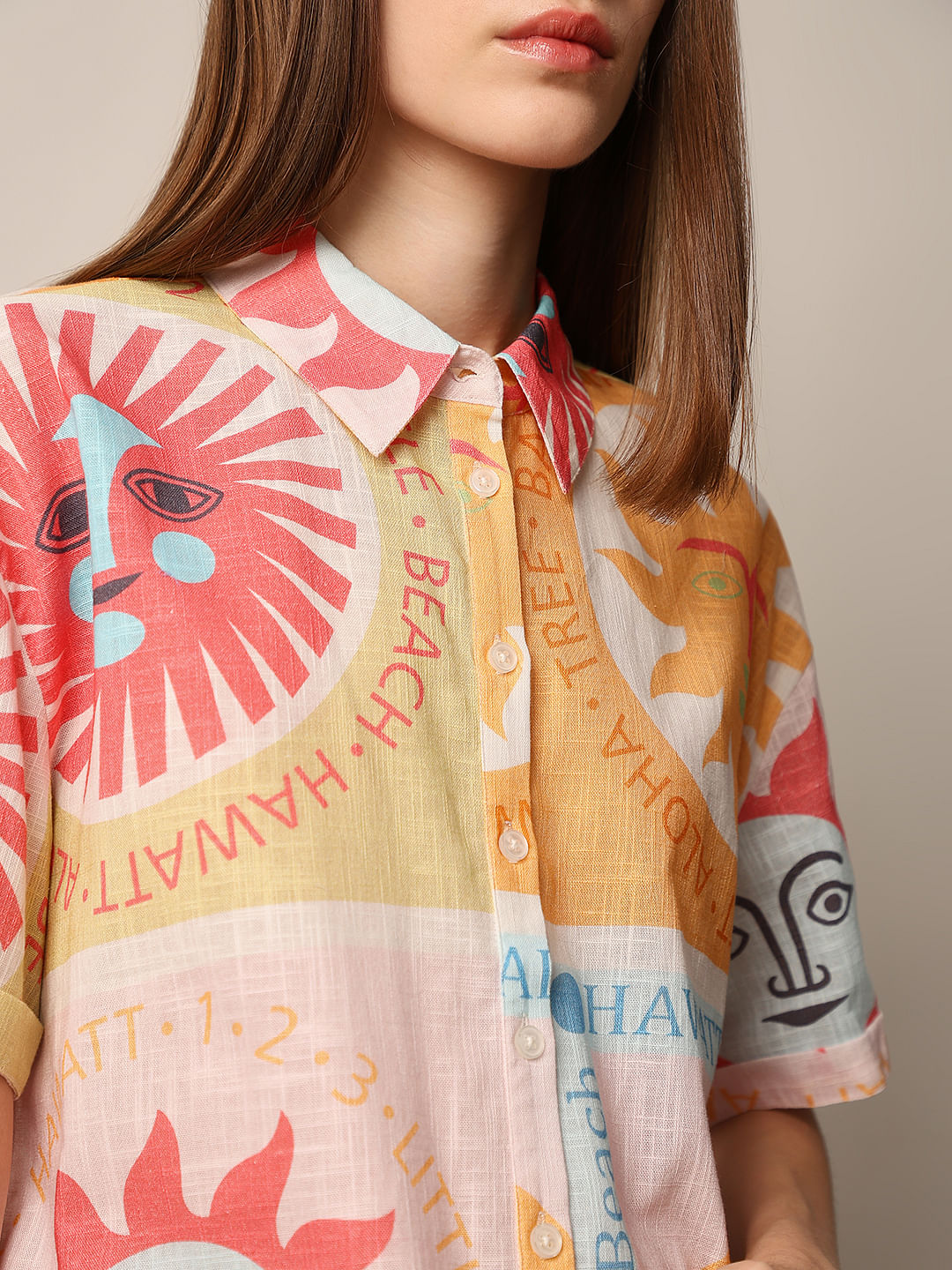 Pink Printed Cotton Shirt