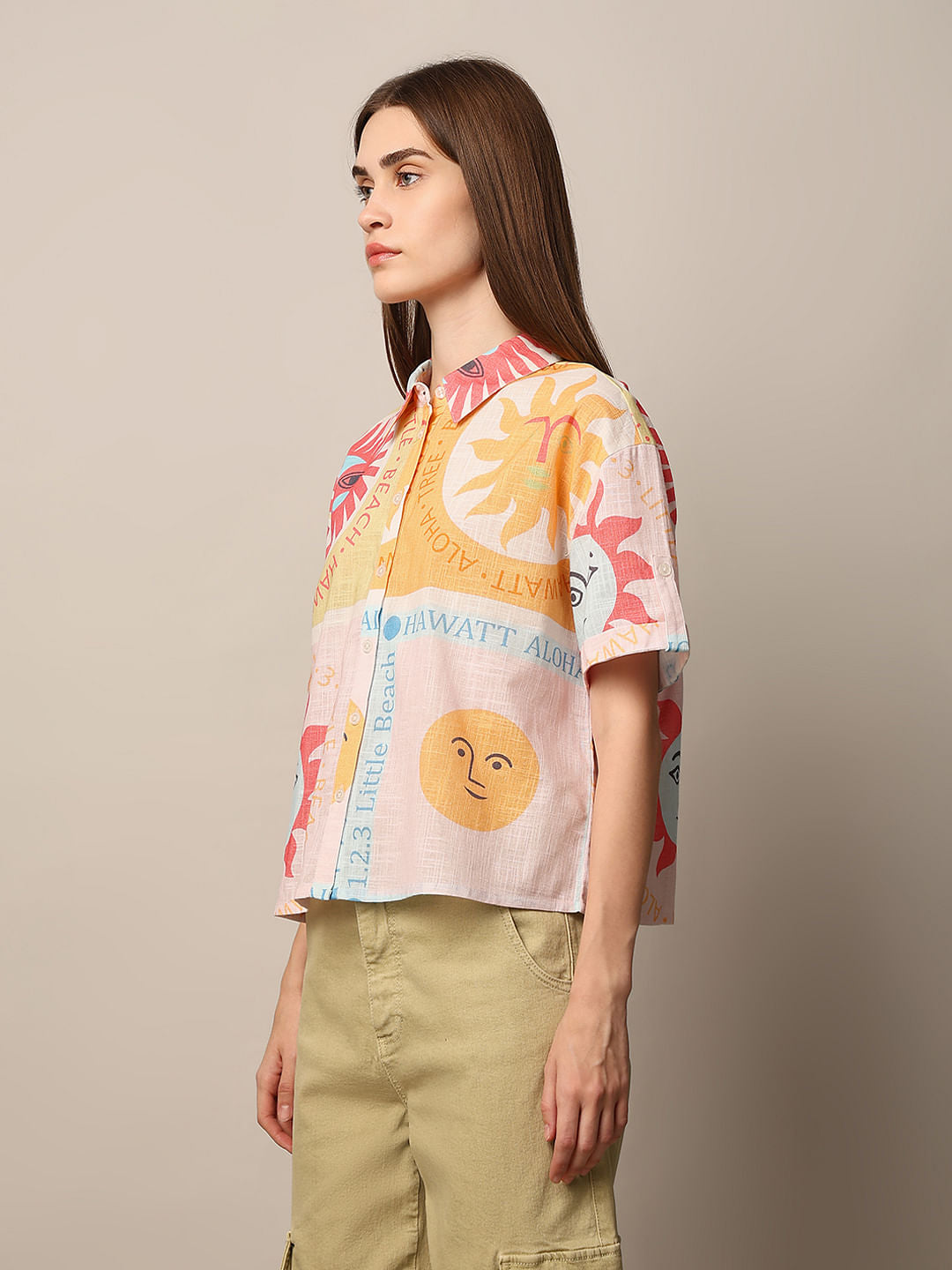 Pink Printed Cotton Shirt