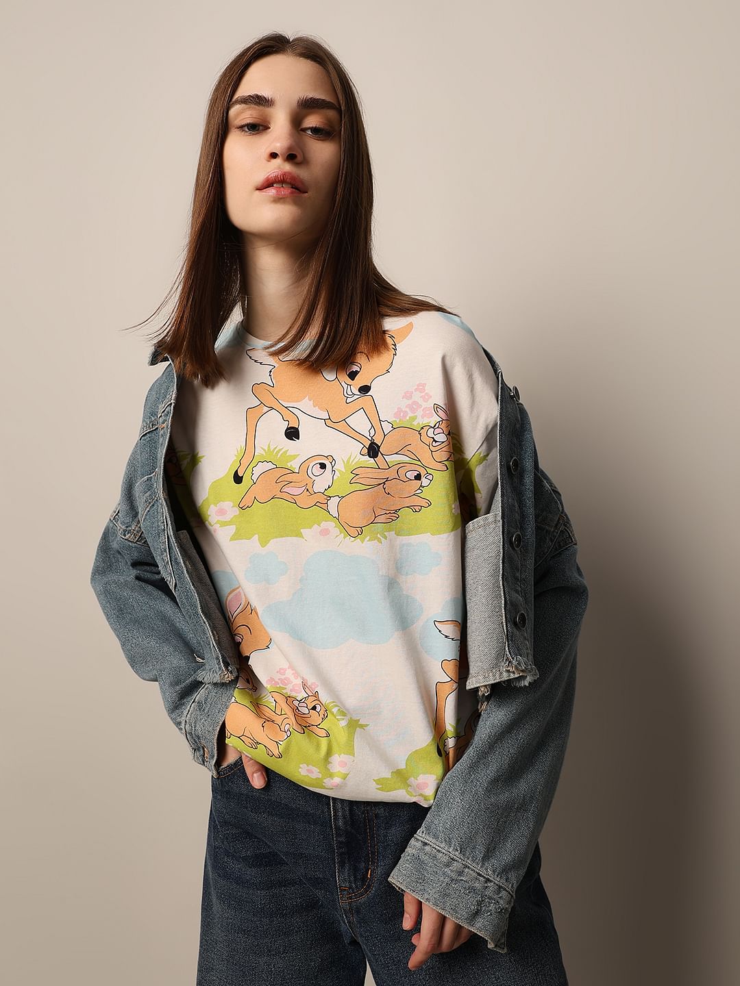 White Graphic Print Cotton T-Shirt