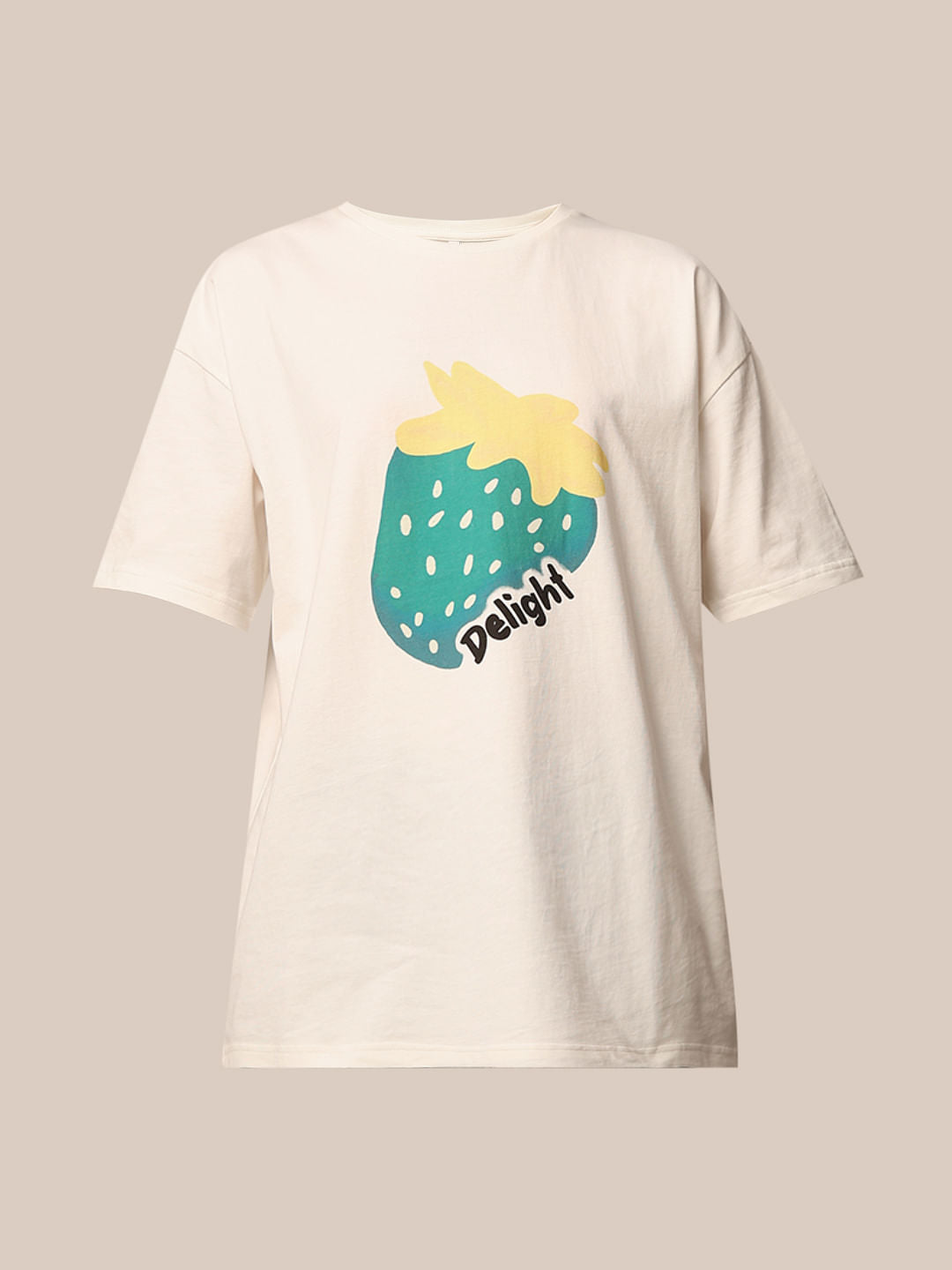 White Printed Oversized Cotton T-Shirt