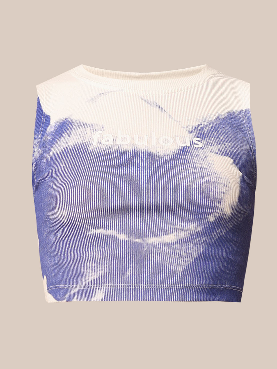 White Printed Cropped Top