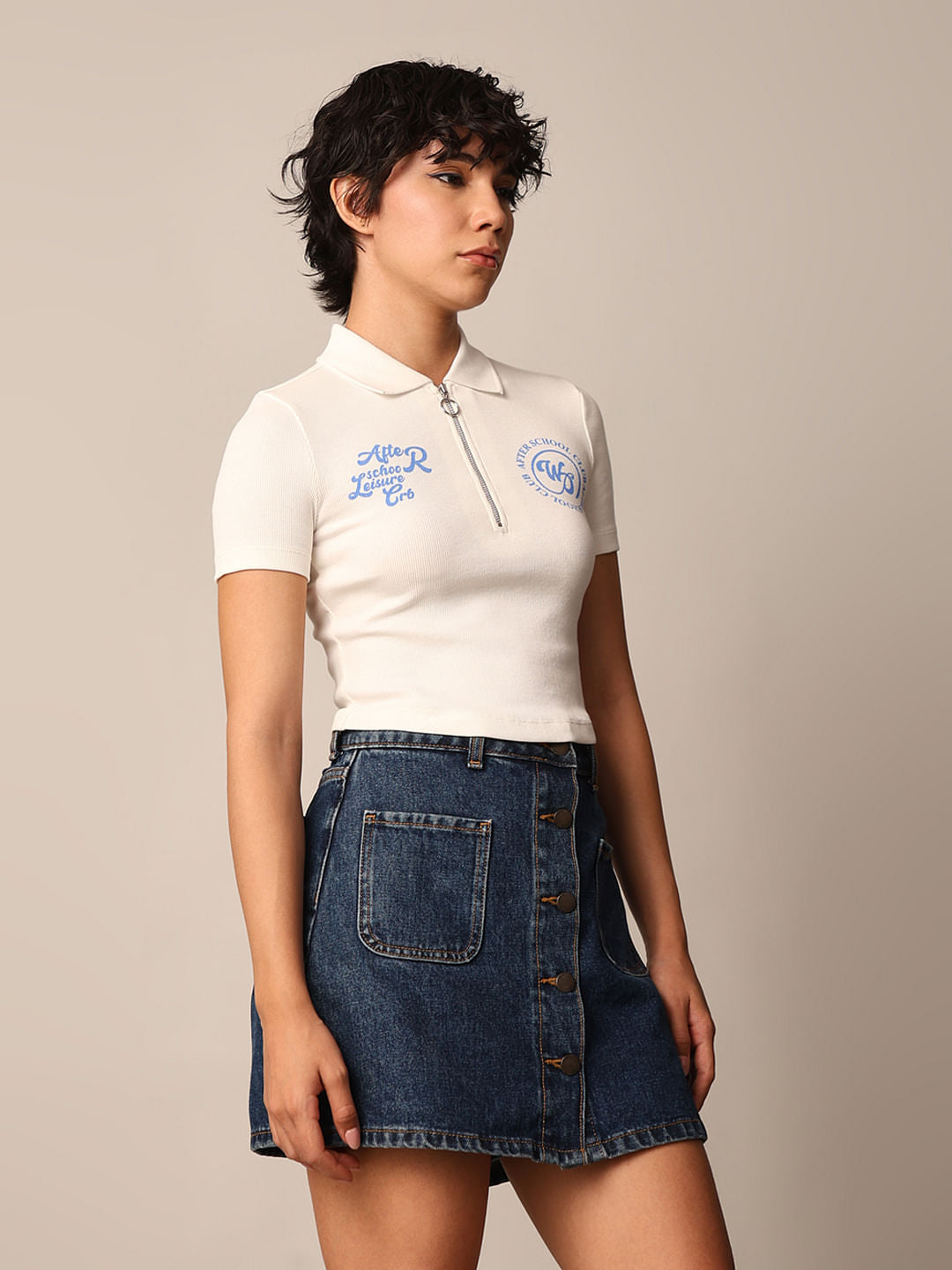 White Zip Polo T-Shirt