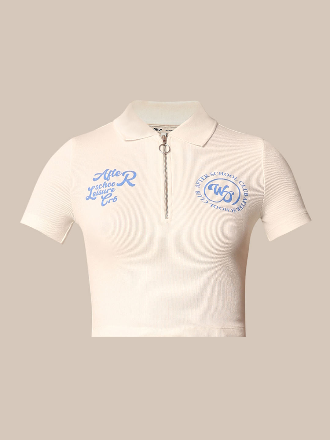 White Zip Polo T-Shirt