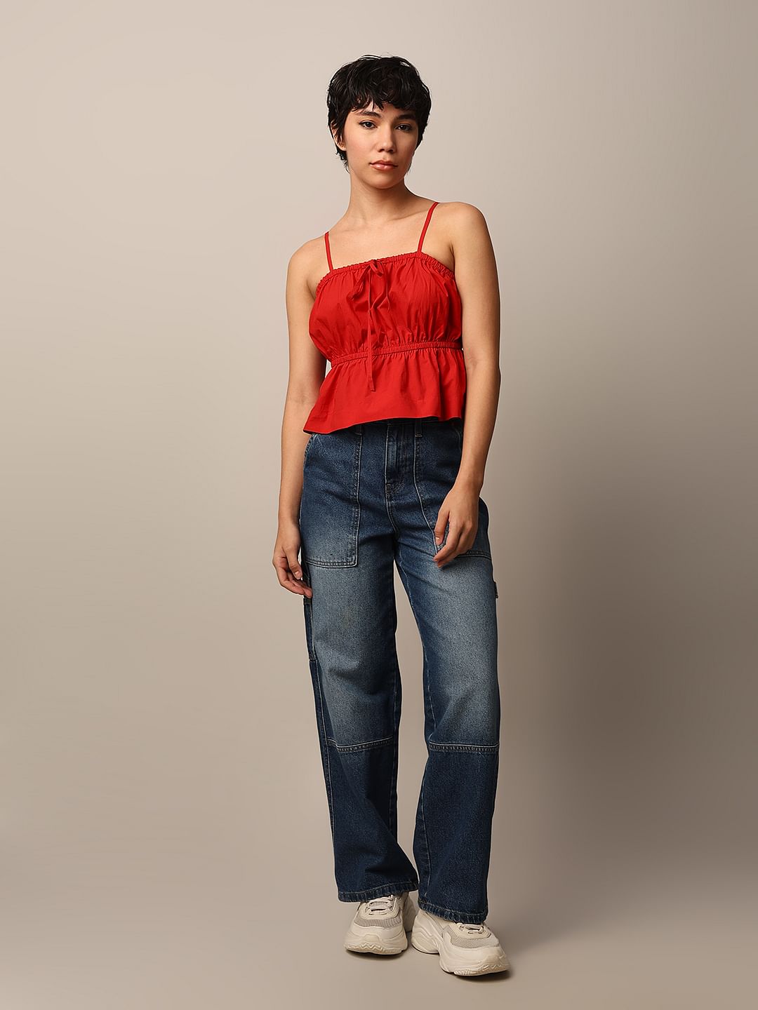 Red Strappy Crop Top