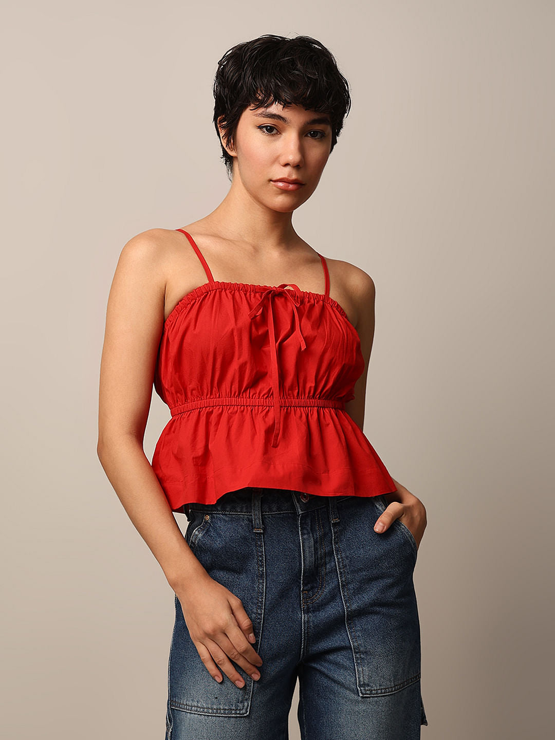 Red Strappy Crop Top