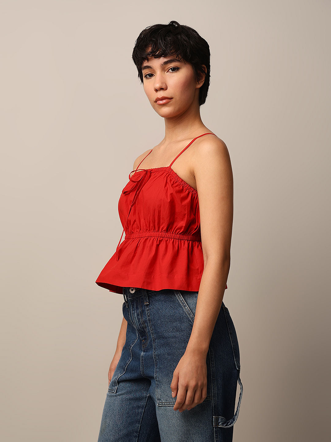 Red Strappy Crop Top