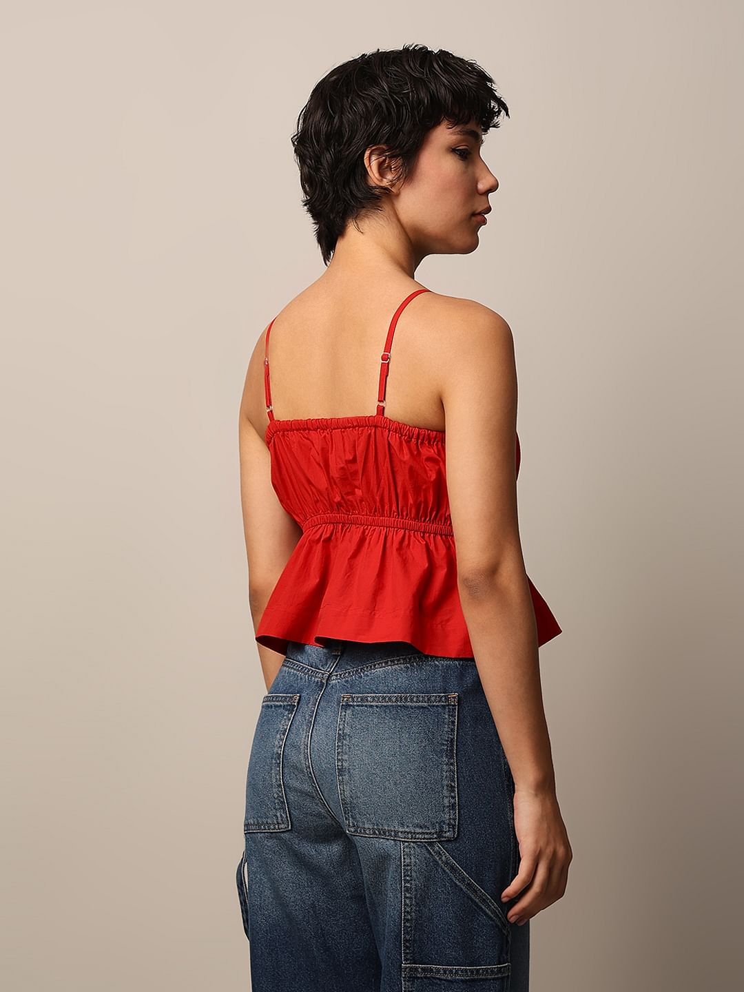Red Strappy Crop Top